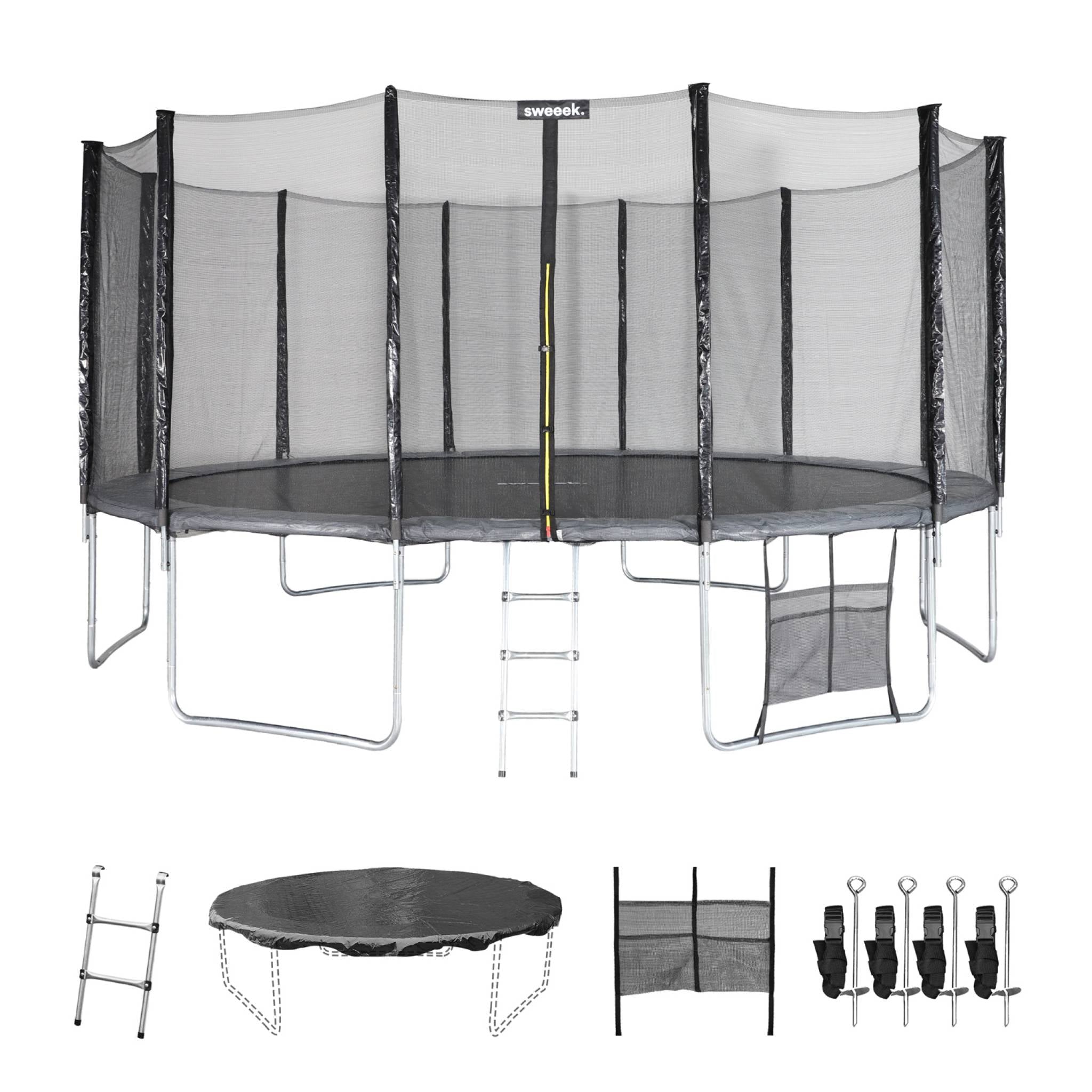 Trampolino con pacchetto di accessori, 490cm, grigio