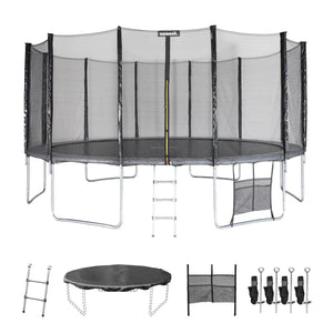 Trampolino con pacchetto di accessori, 490cm, grigio
