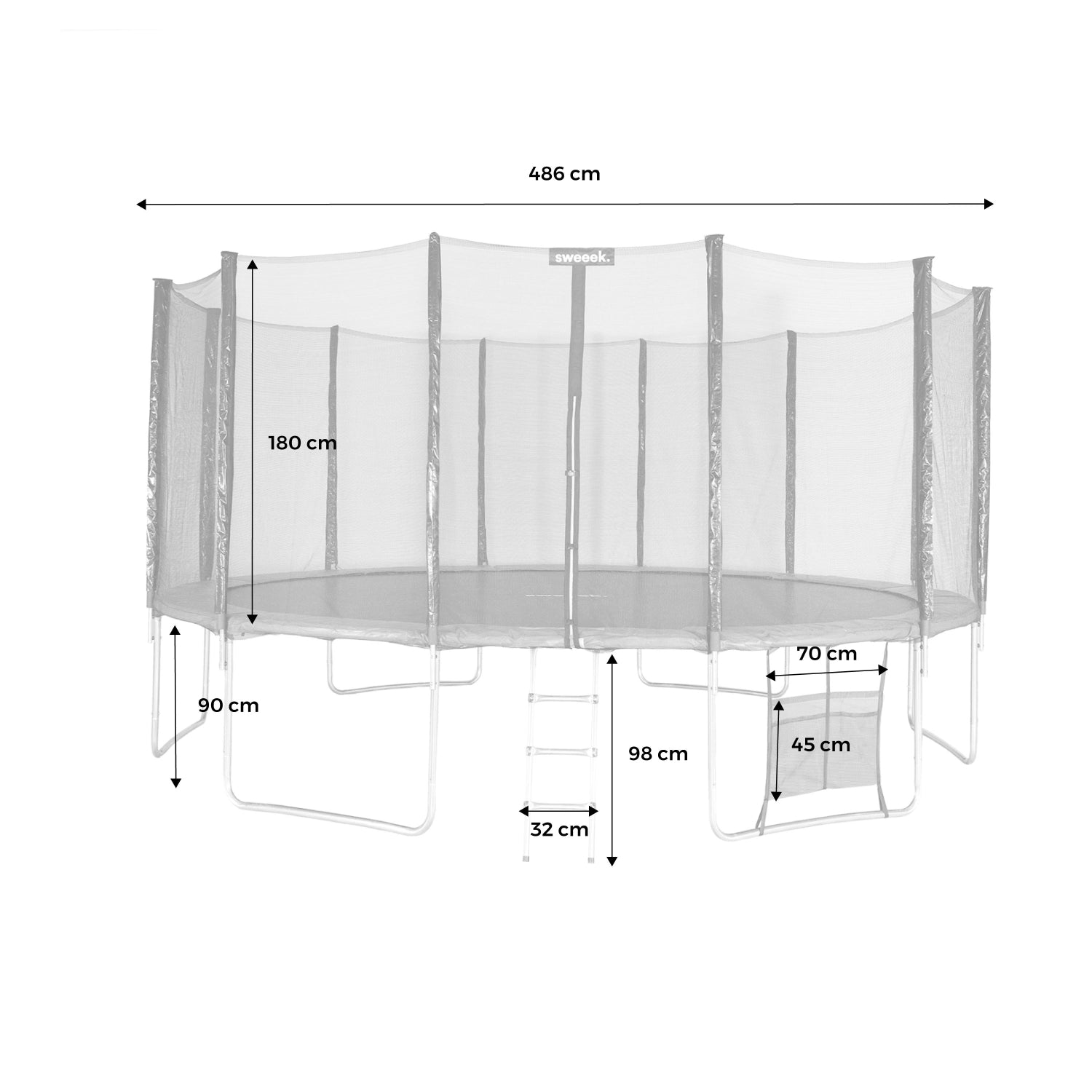 Trampolino con pacchetto di accessori, 490cm, grigio