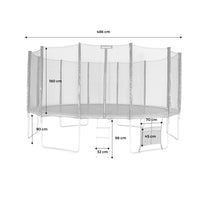 Trampolino con pacchetto di accessori, 490cm, grigio