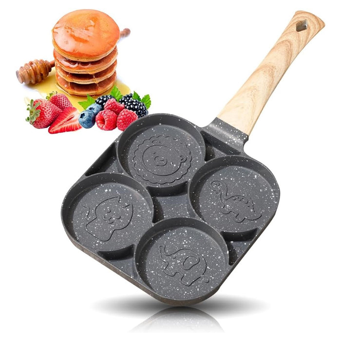 Trade Shop - Padella Antiaderente A 4 Fori Con Animali Per Pancake Uova Fritte Hamburger 624385 -