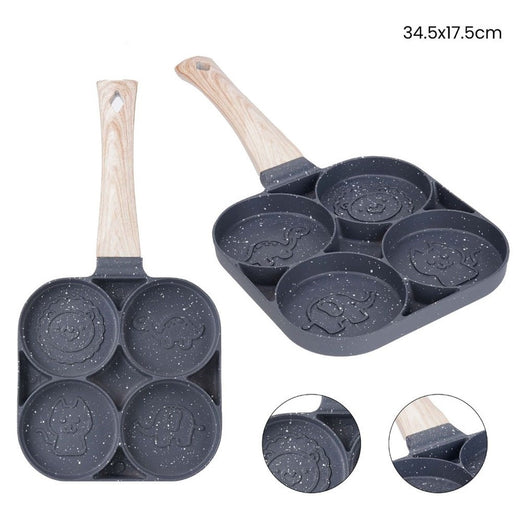 Trade Shop - Padella Antiaderente A 4 Fori Con Animali Per Pancake Uova Fritte Hamburger 624385 -