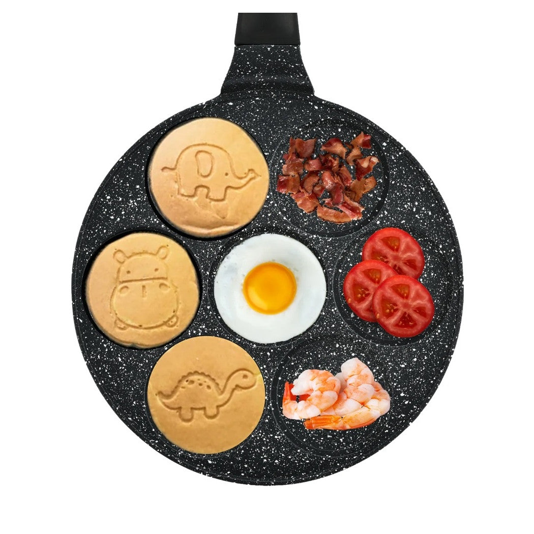 Trade Shop - Padella Antiaderente Per Pancake Uova Cialde Con 7 Stampi Forme Animali Rotonde 624391 -