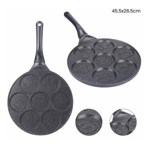 Trade Shop - Padella Antiaderente Per Pancake Uova Cialde Con 7 Stampi Forme Animali Rotonde 624391 -