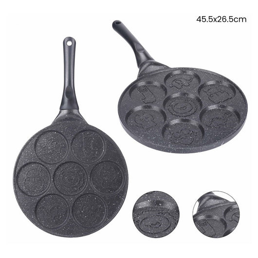 Trade Shop - Padella Antiaderente Per Pancake Uova Cialde Con 7 Stampi Forme Animali Rotonde 624391 -