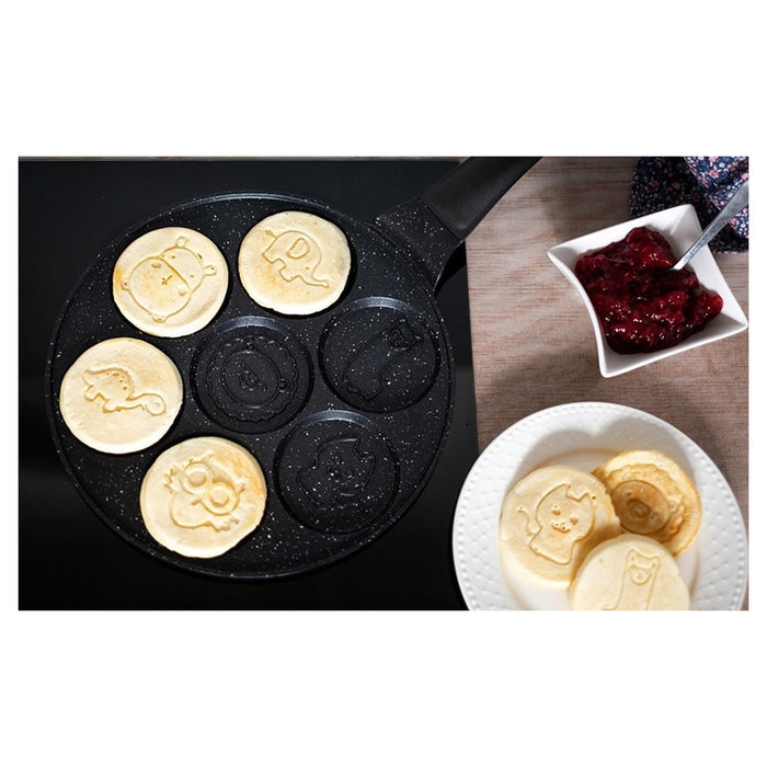 Trade Shop - Padella Antiaderente Per Pancake Uova Cialde Con 7 Stampi Forme Animali Rotonde 624391 -