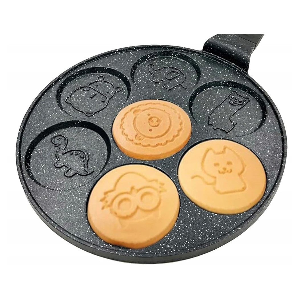 Trade Shop - Padella Antiaderente Per Pancake Uova Cialde Con 7 Stampi Forme Animali Rotonde 624391 -