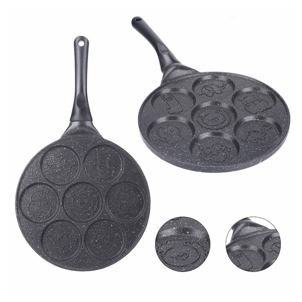 Trade Shop - Padella Antiaderente Per Pancake Uova Cialde Con 7 Stampi Forme Animali Rotonde 624391 -