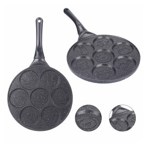 Trade Shop - Padella Antiaderente Per Pancake Uova Cialde Con 7 Stampi Forme Animali Rotonde 624391 -