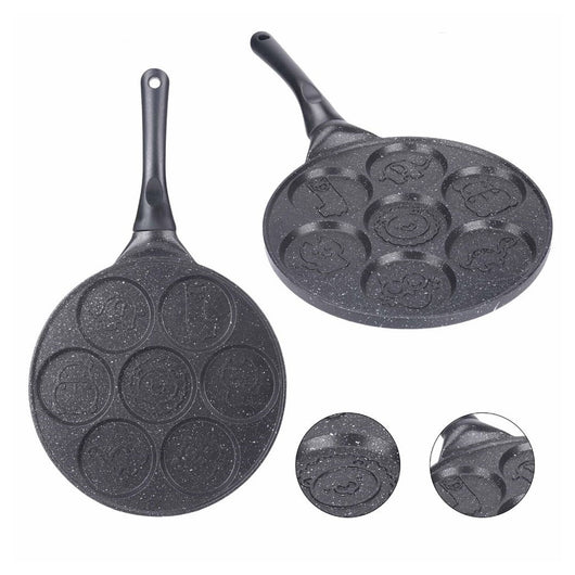 Trade Shop - Padella Antiaderente Per Pancake Uova Cialde Con 7 Stampi Forme Animali Rotonde 624391 -
