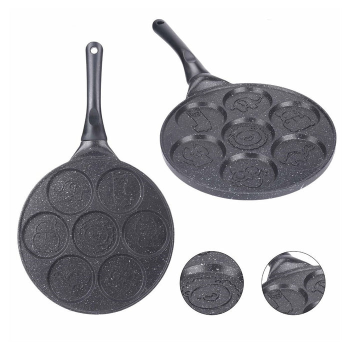 Trade Shop - Padella Antiaderente Per Pancake Uova Cialde Con 7 Stampi Forme Animali Rotonde 624391 -