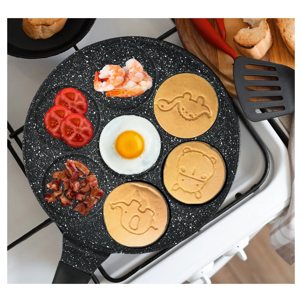 Trade Shop - Padella Antiaderente Per Pancake Uova Cialde Con 7 Stampi Forme Animali Rotonde 624391 -