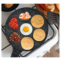 Trade Shop - Padella Antiaderente Per Pancake Uova Cialde Con 7 Stampi Forme Animali Rotonde 624391 -