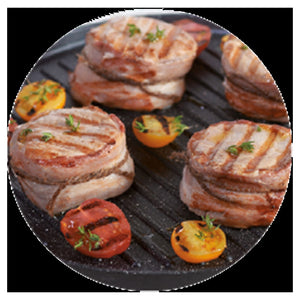 Trade Shop - Padella Antiaderente Piastra Griglia Tonda Per Carne Verdure Nera Accessori Cucina 624390 -