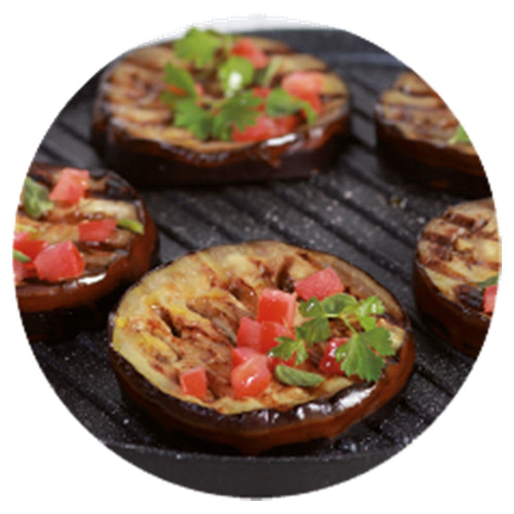 Trade Shop - Padella Antiaderente Piastra Griglia Tonda Per Carne Verdure Nera Accessori Cucina 624390 -