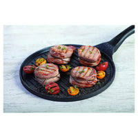 Trade Shop - Padella Antiaderente Piastra Griglia Tonda Per Carne Verdure Nera Accessori Cucina 624390 -