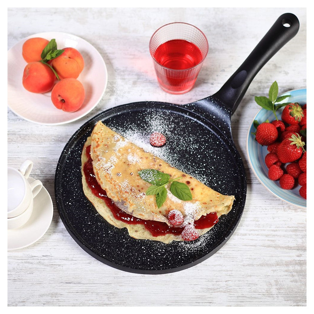 Trade Shop - Padella Antiaderente Piastra Liscia Tonda Per Crepes Nera Accessori Per Cucinare 624388 -