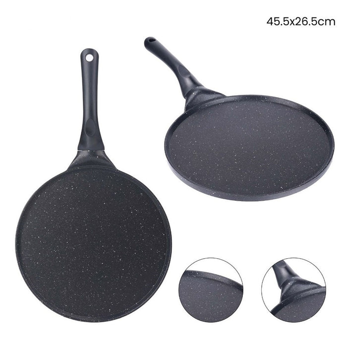 Trade Shop - Padella Antiaderente Piastra Liscia Tonda Per Crepes Nera Accessori Per Cucinare 624388 -