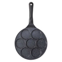 Trade Shop - Padella Multifunzione Per Pancake Frittelle Nero A 7 Fori Stampi Antiaderente 62432 -
