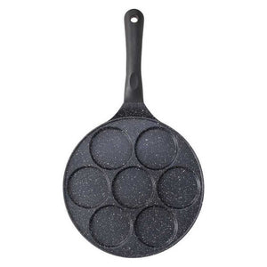 Trade Shop - Padella Multifunzione Per Pancake Frittelle Nero A 7 Fori Stampi Antiaderente 62432 -