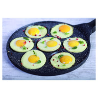 Trade Shop - Padella Multifunzione Per Pancake Frittelle Nero A 7 Fori Stampi Antiaderente 62432 -