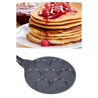 Trade Shop - Padella Multifunzione Per Pancake Frittelle Nero A 7 Fori Stampi Antiaderente 62432 -