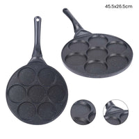 Trade Shop - Padella Multifunzione Per Pancake Frittelle Nero A 7 Fori Stampi Antiaderente 62432 -