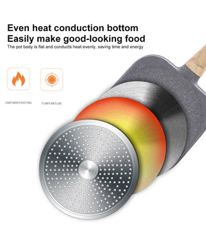 Padella Pancake 4 Scomparti In Lega Di Alluminio Antiaderente Con Manico Legno         