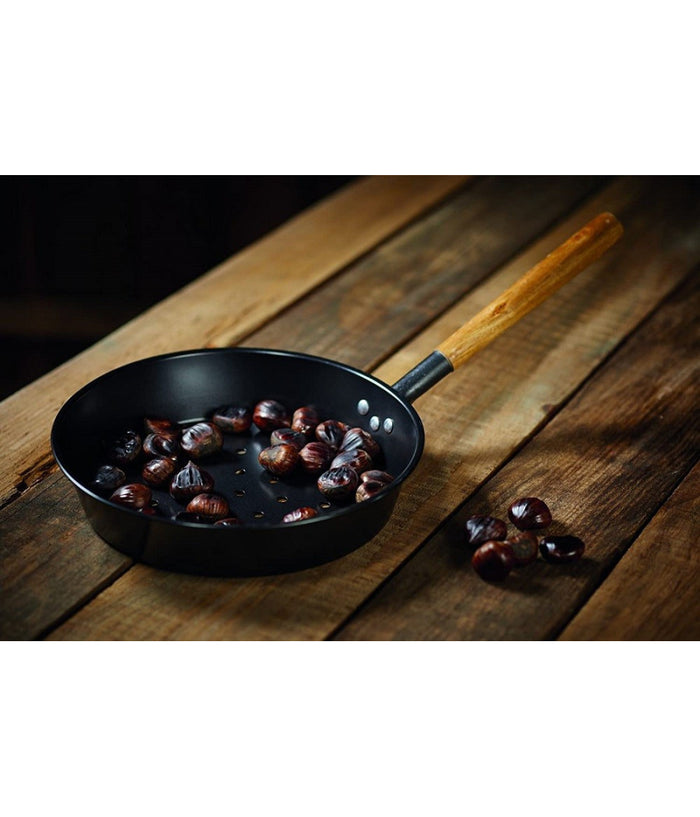 Padella Per Caldarroste In Acciaio Al Carbonio Diametro 26 Cm Accessorio Cucina         