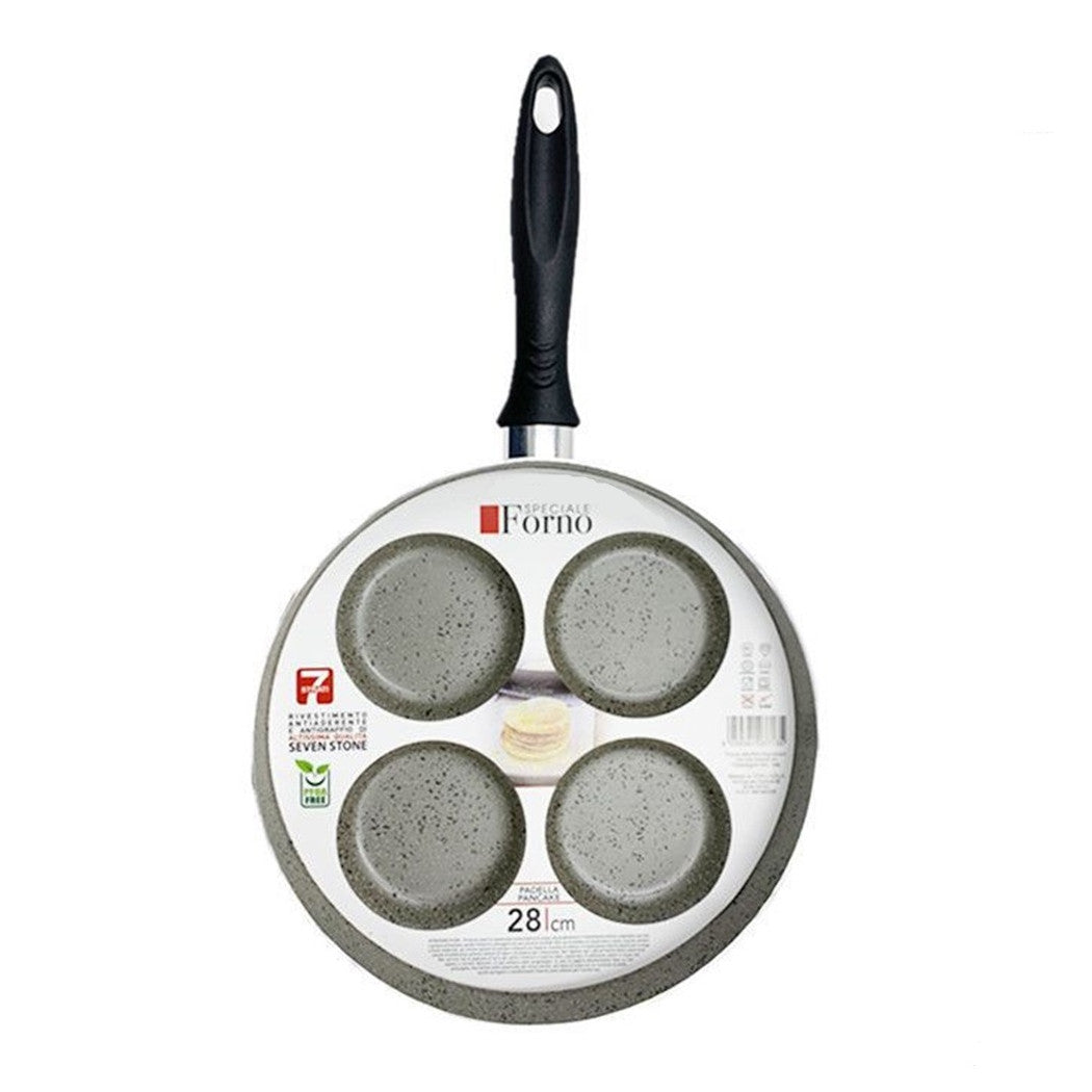 Trade Shop - Padella Per Pancake Con  4 Scomparti Tondi Antiaderente Antigraffio Da 28 Cm 037135m -