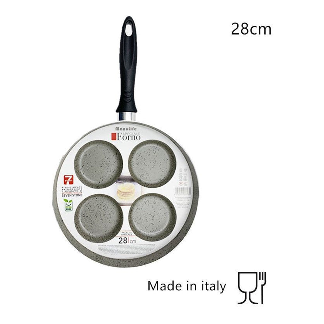 Trade Shop - Padella Per Pancake Con  4 Scomparti Tondi Antiaderente Antigraffio Da 28 Cm 037135m -