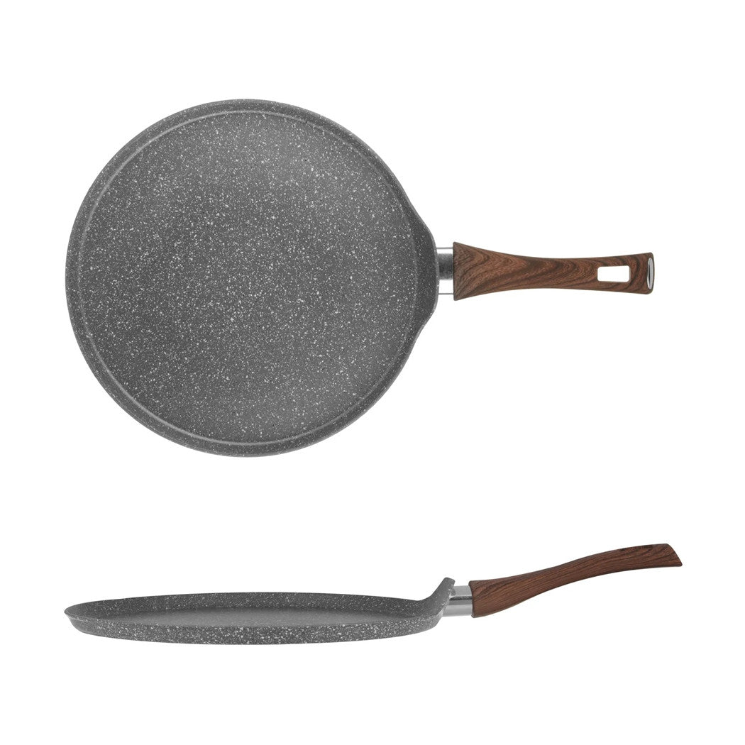 Trade Shop - Padella Piastra Crepiera Antiaderente ø32cm Uovo Fritto Per Induzione Manico Legno 043204m -