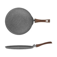 Trade Shop - Padella Piastra Crepiera Antiaderente ø32cm Uovo Fritto Per Induzione Manico Legno 043204m -