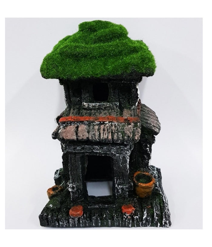 Pagoda Piccola Casa Rocciosa 10x9x14.5cm Ornamento Acquario Decorazioni Pietra         