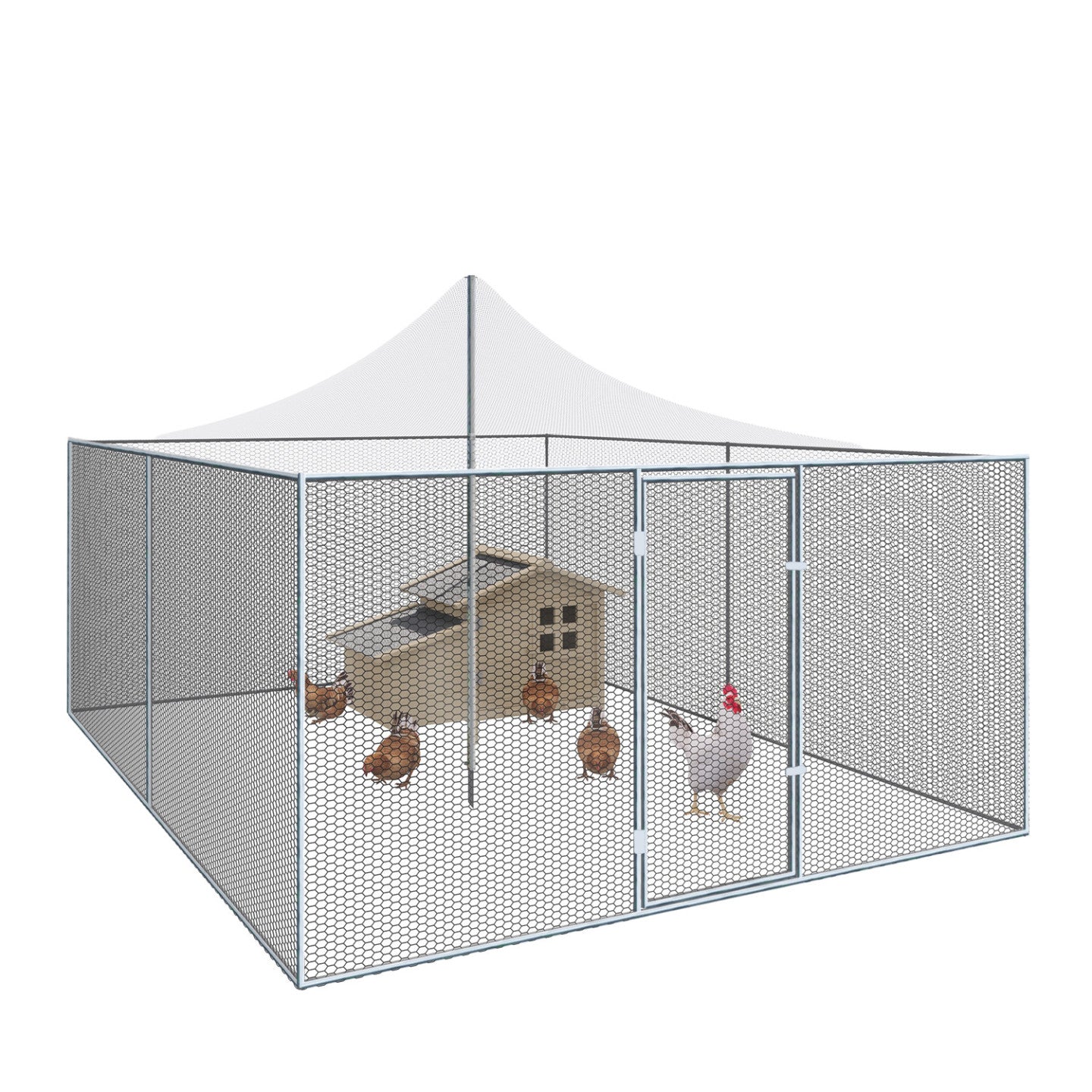 IDMarket - Pajarera de 12m² con techo de malla de 3x4M para animales de traspatio