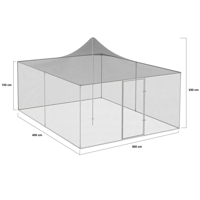 IDMarket - Pajarera de 12m² con techo de malla de 3x4M para animales de traspatio