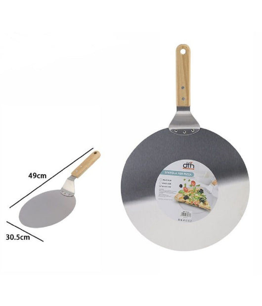 Pala Spatola Per Pizza Con Manico In Legno Paletta Tagliere Tondo 49x30,5cm 74185         