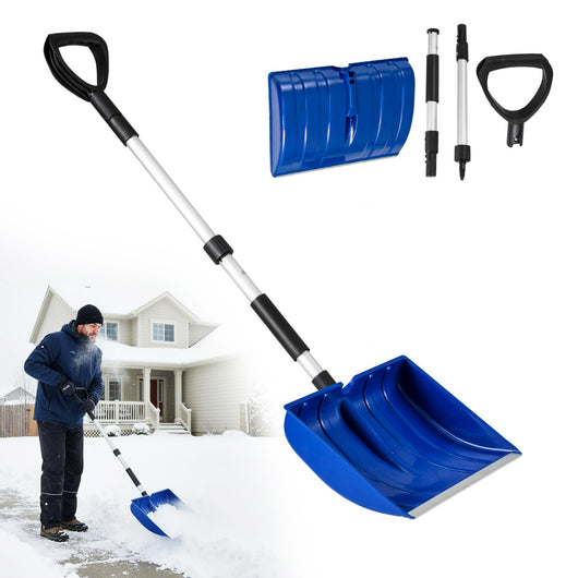 Pala da neve per vialetto e auto attrezzo leggero e portatile, Pala lama larga con striscia in alluminio Blu-Utensili
