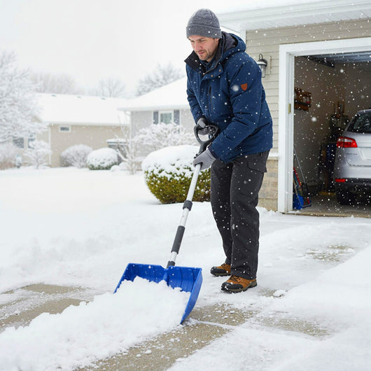 Pala da neve per vialetto e auto attrezzo leggero e portatile, Pala lama larga con striscia in alluminio Blu-Utensili