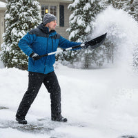 Pala da neve per vialetto e auto attrezzo leggero e portatile, Pala lama larga con striscia in alluminio Nero-Utensili