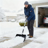 Pala da neve per vialetto e auto attrezzo leggero e portatile, Pala lama larga con striscia in alluminio Nero-Utensili