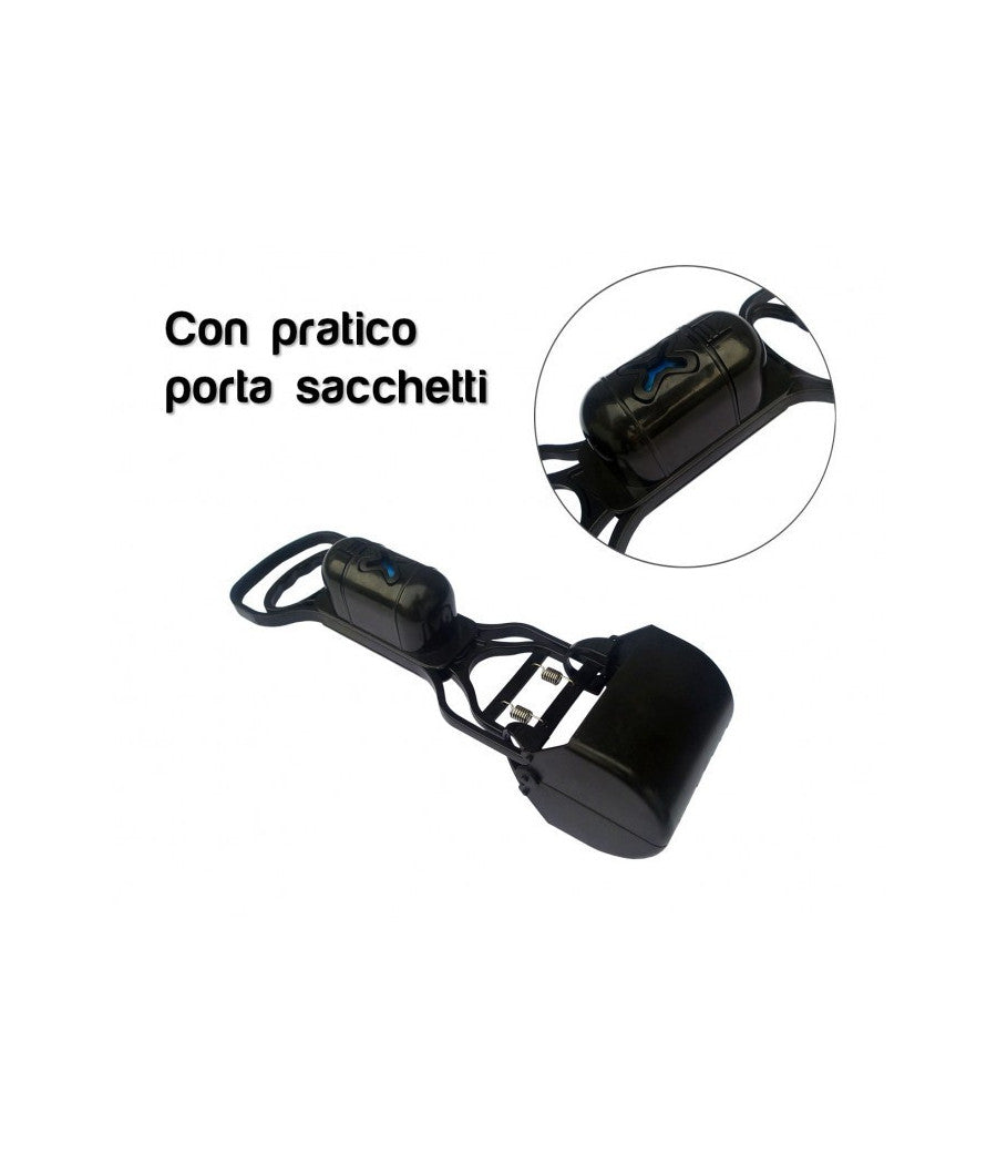 Paletta Con Pinza Raccogli Feci Deiezioni Animali + Portabuste E Rotolo         