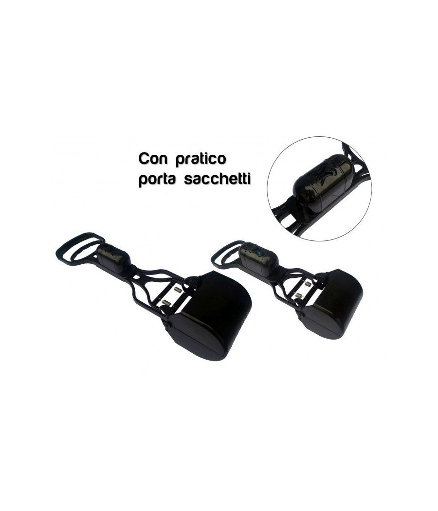 Paletta Con Pinza Raccogli Feci Deiezioni Animali + Portabuste E Rotolo         