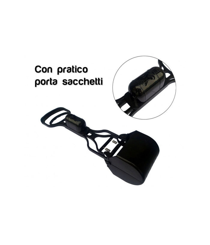 Paletta Con Pinza Raccogli Feci Deiezioni Animali + Portabuste E Rotolo         