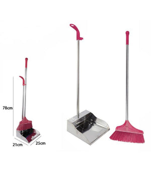 Paletta In Acciaio 78 X 21 X 25 Cm + Scopa Pulizia Casa Ufficio Gancio 69550         