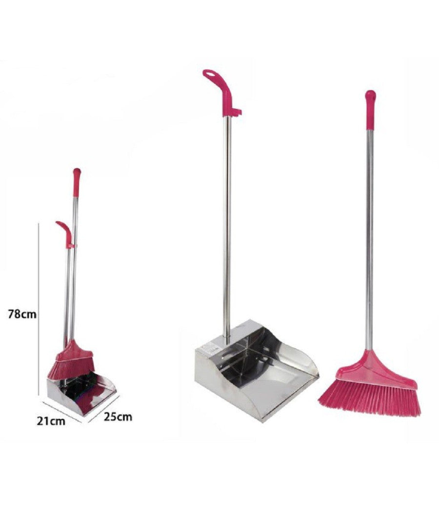Paletta In Acciaio 78 X 21 X 25 Cm + Scopa Pulizia Casa Ufficio Gancio 69550         