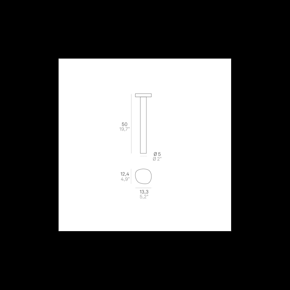 Zafferano Ciottolo - Paletto Led da esterno IP54 7W 3000K design moderno in alluminio per giardini e vialetti - 50 cm Grigio Scuro