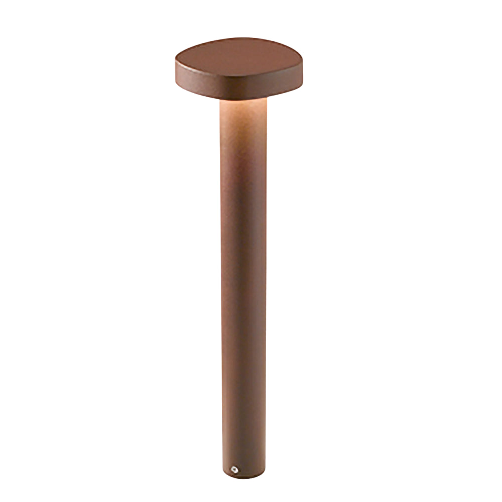 Zafferano Ciottolo - Paletto Led da esterno IP54 7W 3000K design moderno in alluminio per giardini e vialetti - 70 cm Corten