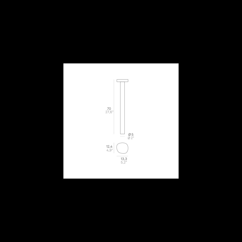 Zafferano Ciottolo - Paletto Led da esterno IP54 7W 3000K design moderno in alluminio per giardini e vialetti - 70 cm Grigio Scuro