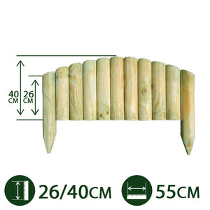 bordura aiuole vampiro legno pino impreganto ad arco cm 55x26/40 h giardino cod:ferx.pali.25